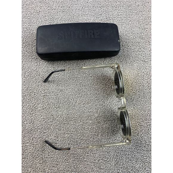 Spitfire England Unisex Silver Clear Black Round Retro Sunglasses With Case - Picture 6 of 7